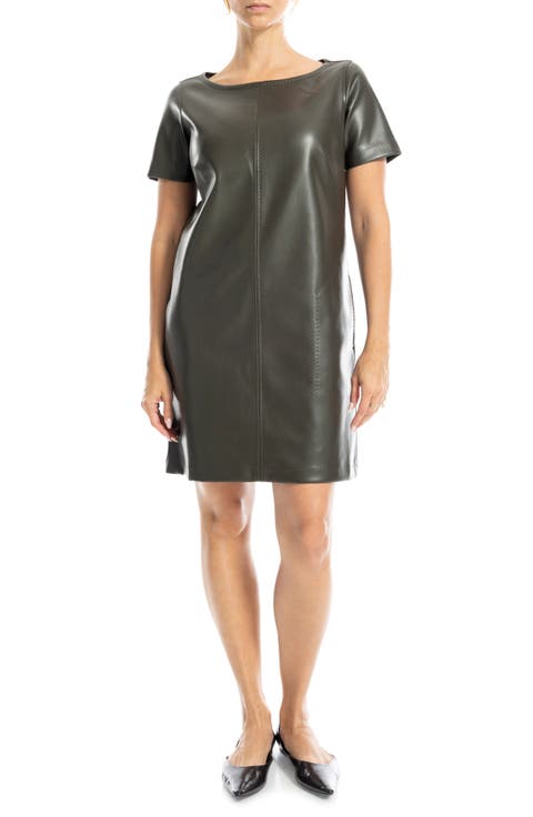 Short Sleeve Faux Leather Dress