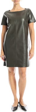 MAX STUDIO Short Sleeve Faux Leather Dress