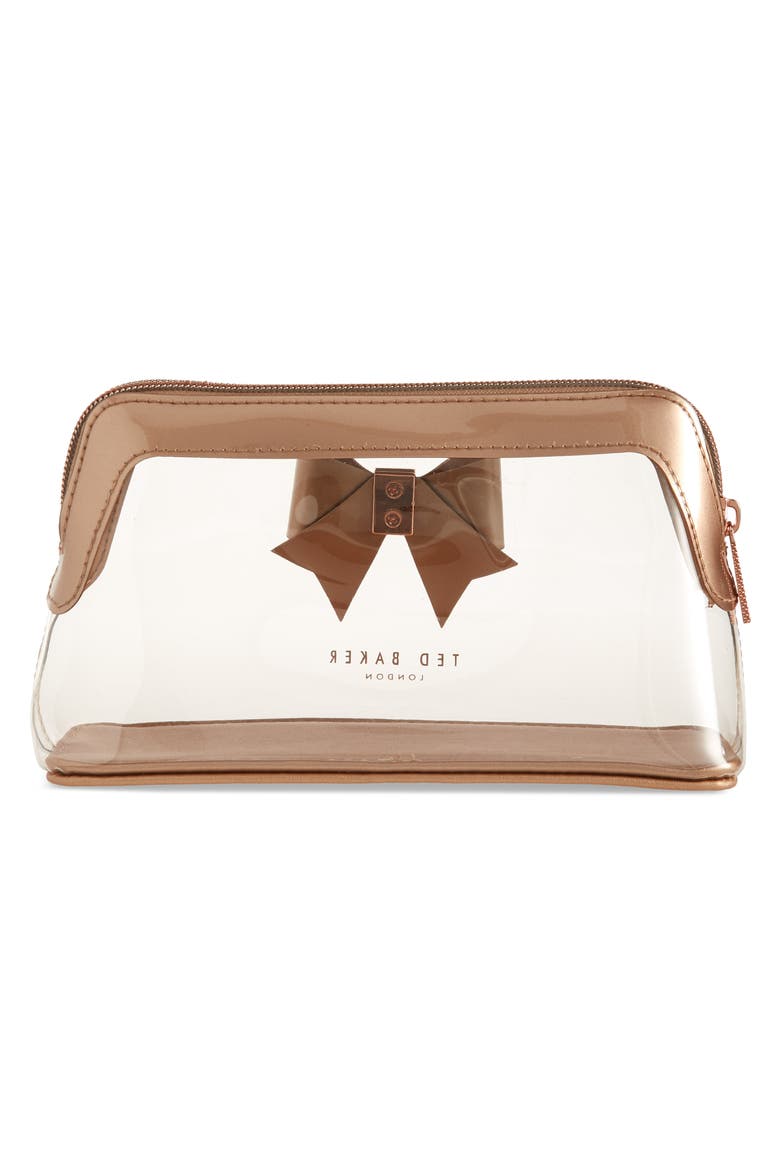 Gemi Bow Clear Cosmetics Bag, Alternate, color, CLEAR