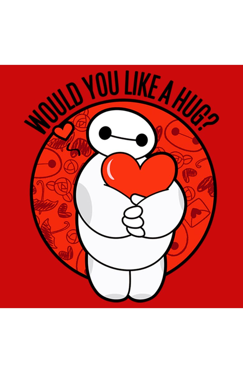 Big Hero 6 Boy's Big Hero 6 Valentine's Baymax Likes Hugs Graphic T-Shirt, Alternate, color, Red