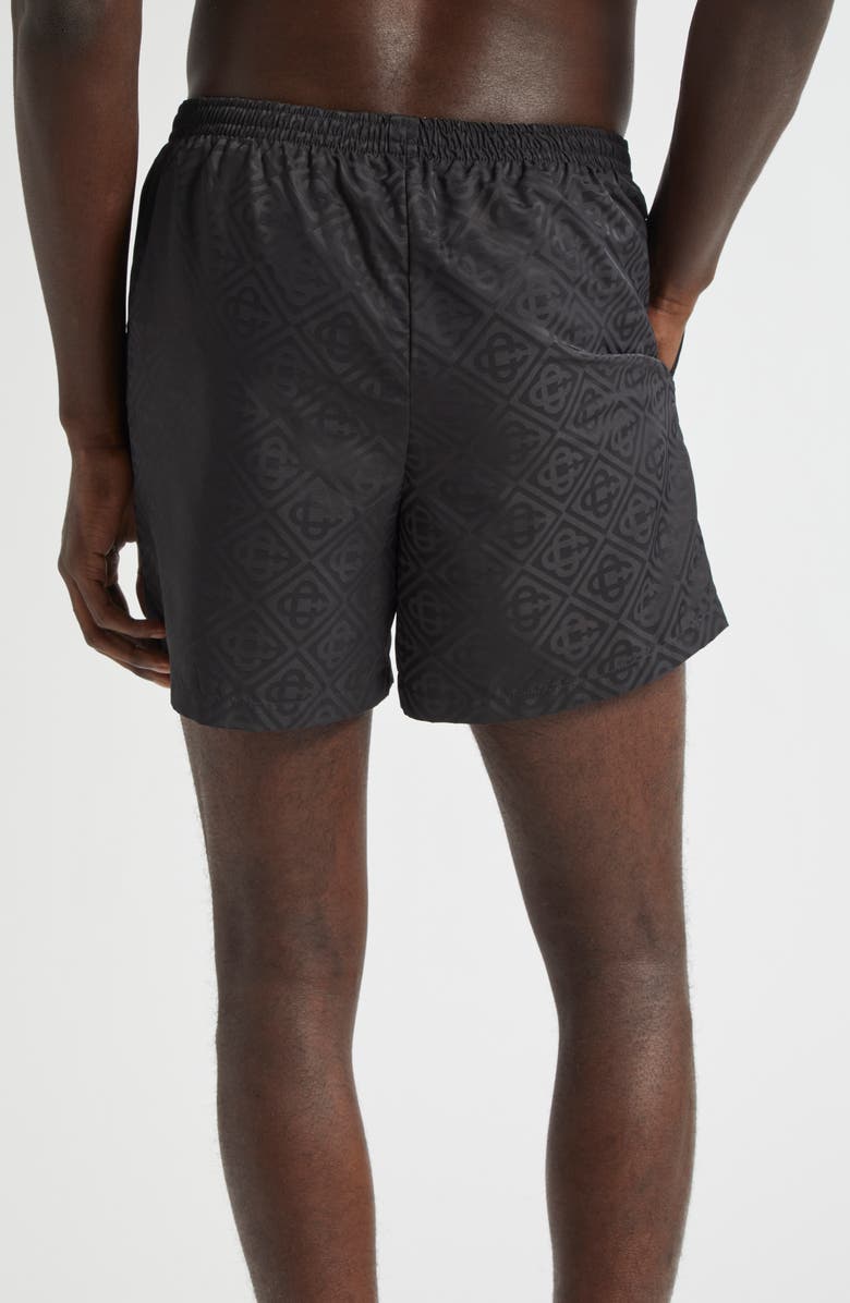 Casablanca Diamond Logo Jacquard Swim Trunks, Alternate, color, Black