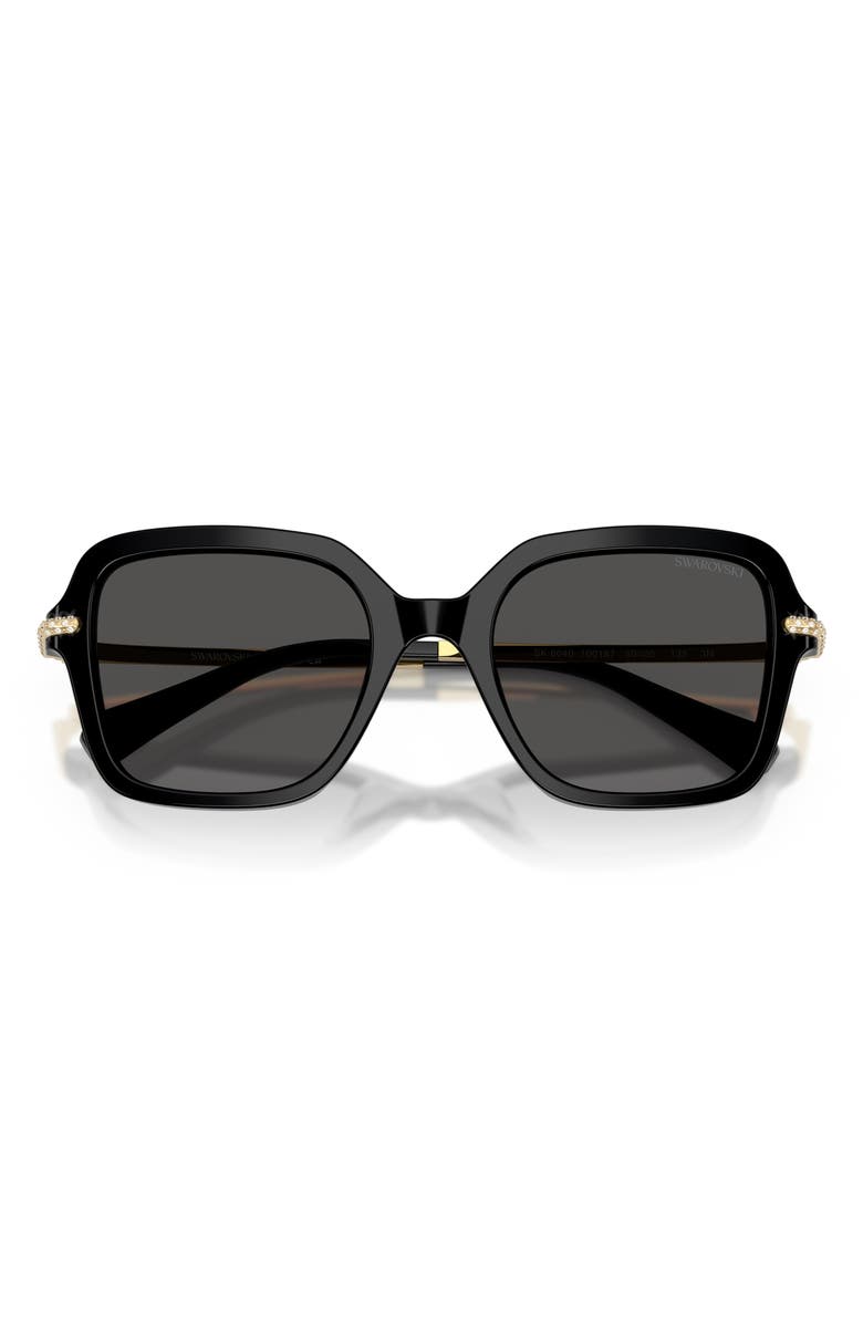 Swarovski 50mm Small Irregular Sunglasses, Alternate, color, Black / Dark Grey