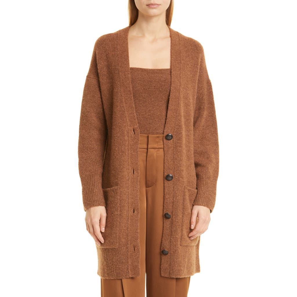 Vince Wool Blend Cardigan In Brown