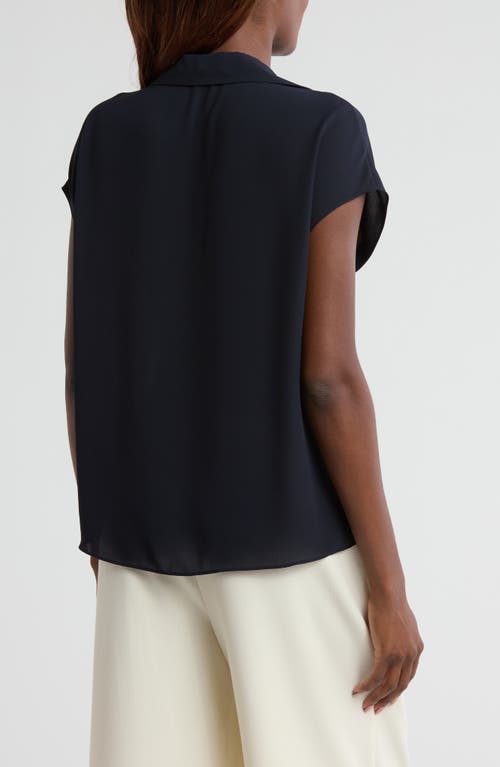 Vince Cap Sleeve Ruched Blouse In Coastal In Coastal