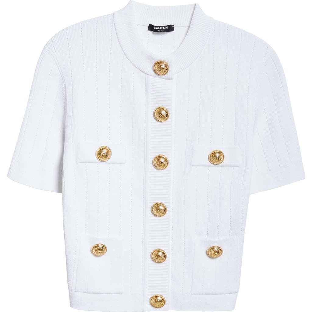 Balmain Four Pocket Cardigan In 0fa White