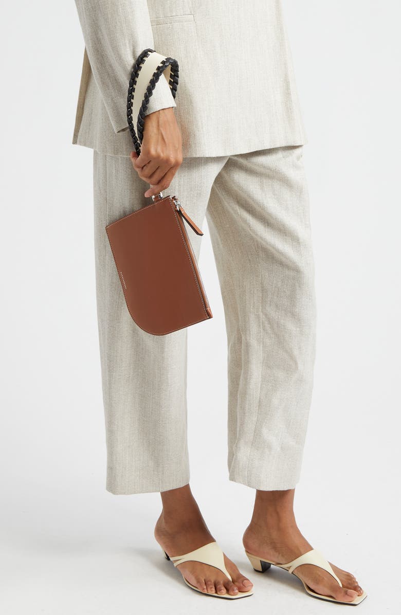 Strathberry x Collagerie Leather Wristlet Pouch, Alternate, color, Chestnut/ Vanilla/ Black