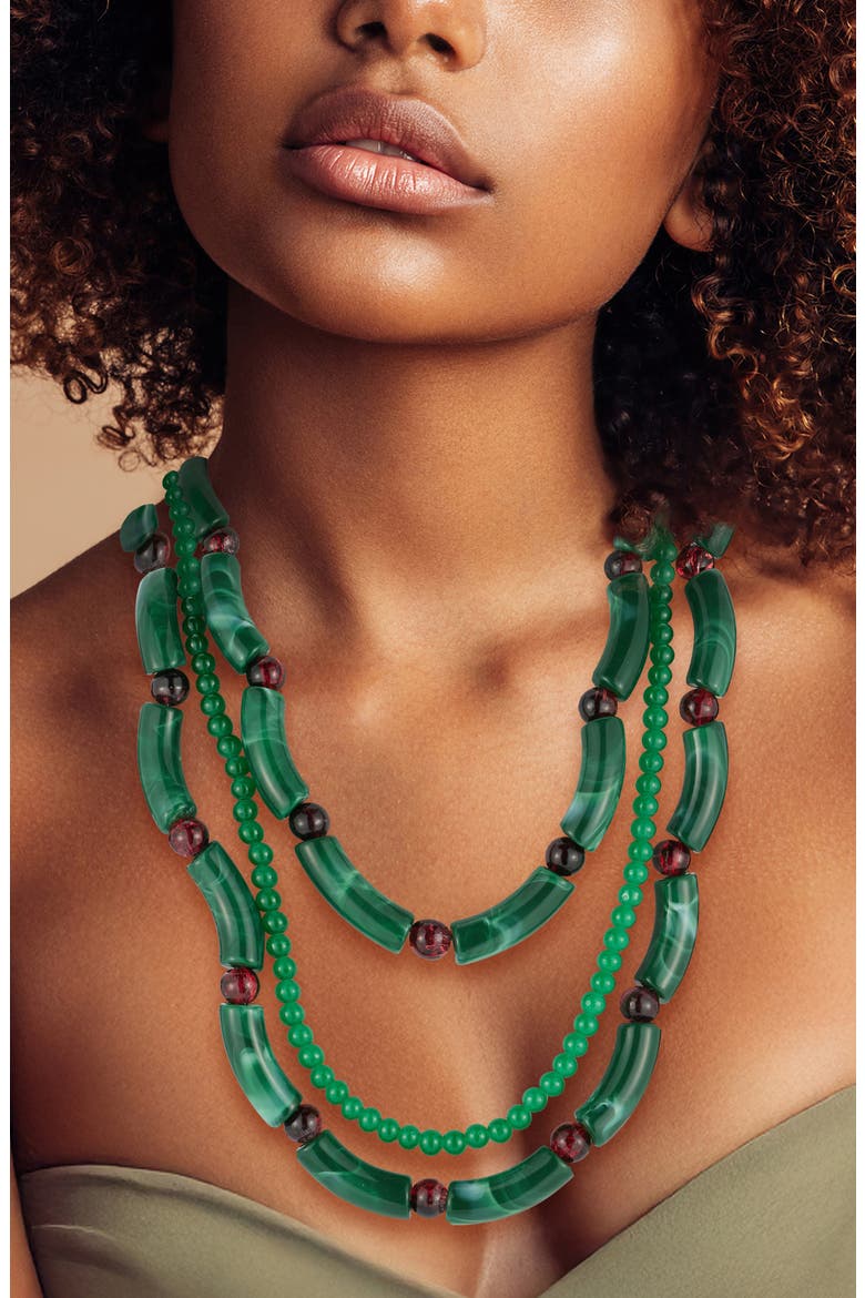 Triple Layer Bar & Bead Necklace, Alternate, color, MULTI