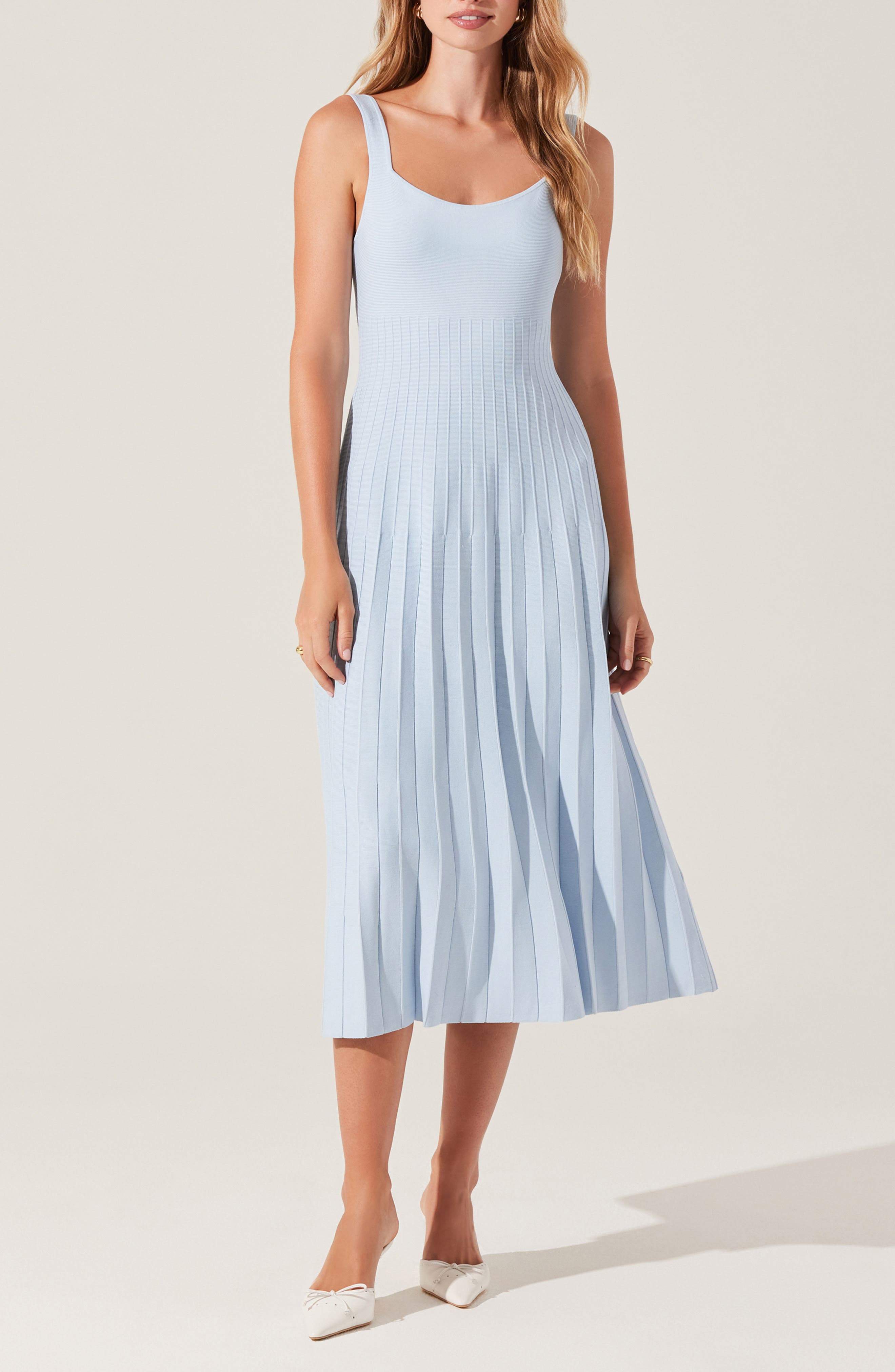 ASTR the Label Aylin Pleated Sweater Midi Dress