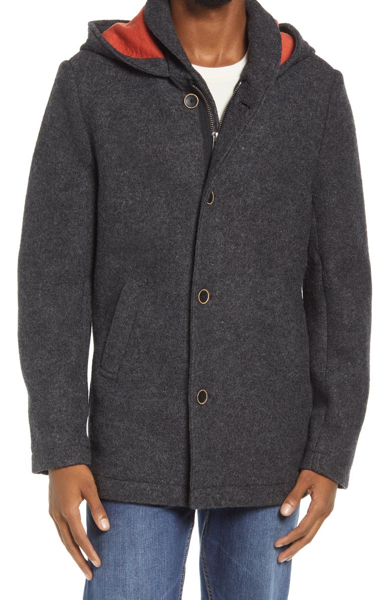 The Normal Brand Balboa City Hooded Peacoat, Alternate, color, Grey