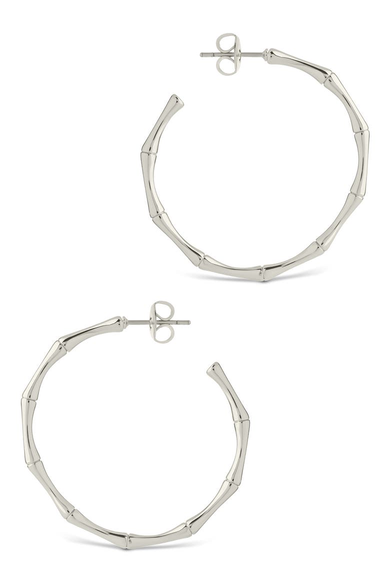 Delia Textured Hoop Earrings, Alternate, color, SILVER