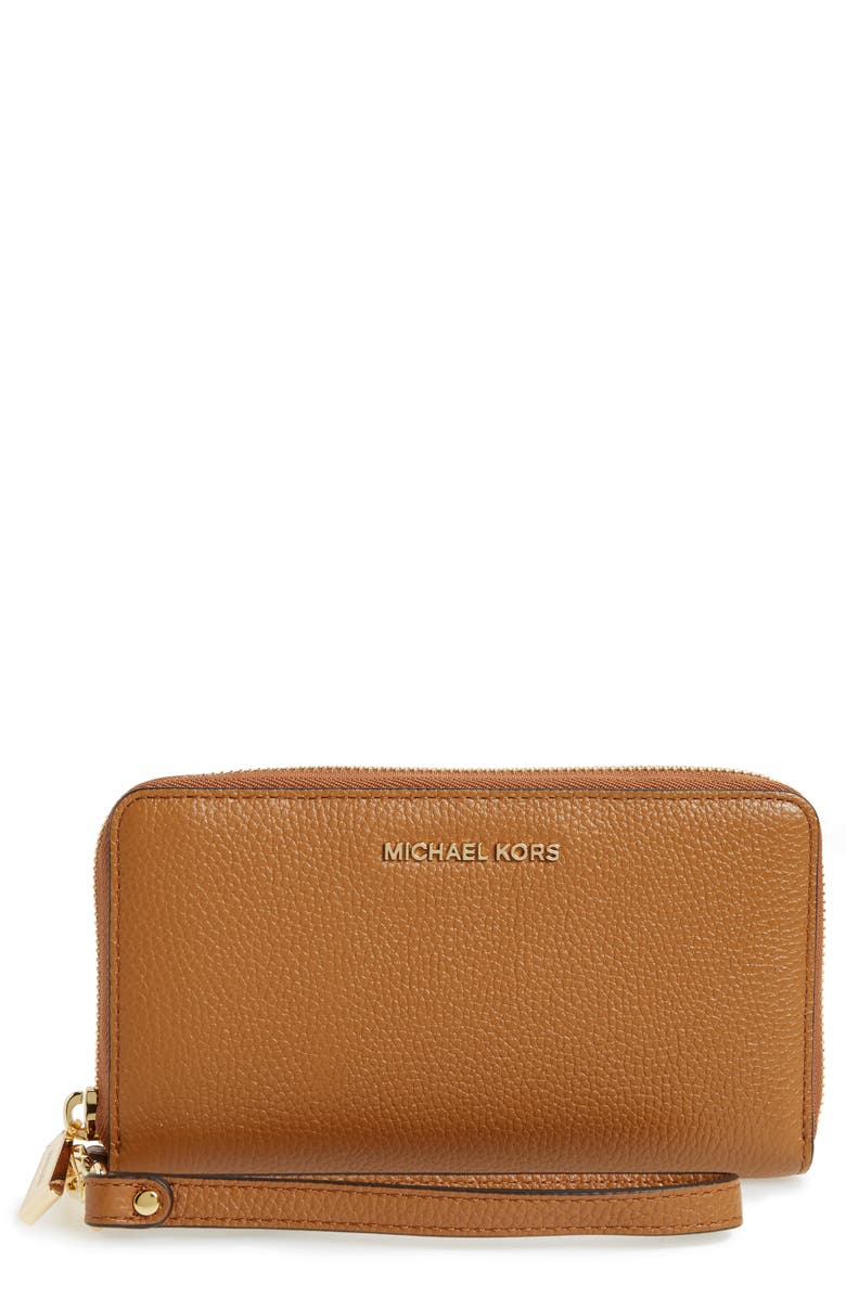 MICHAEL Michael Kors Mercer Large Leather Tech Wristlet, Main, color,