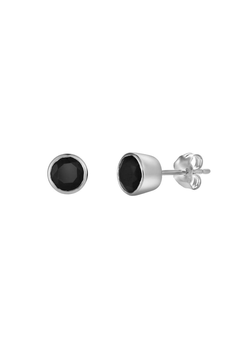 Yami 0.95CT Round Black Spinel Stud Earrings 925 Silver, Alternate, color, Sterling Silver