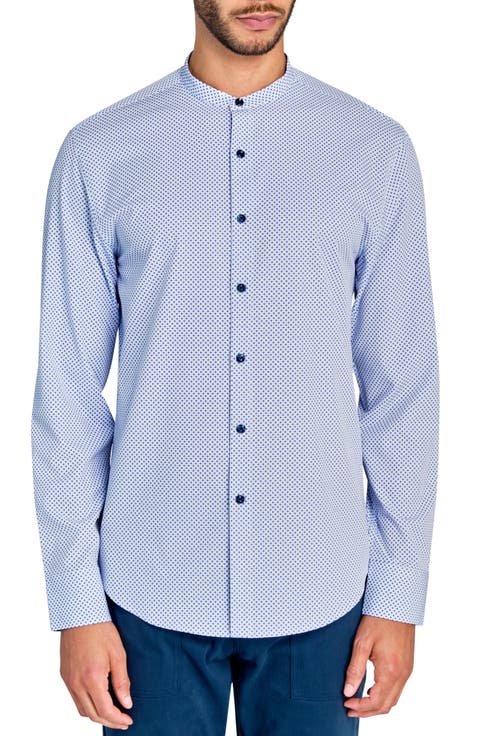 Slim Fit Micro Geo Recycled 4-Way Stretch Performance Long Sleeve Shirt