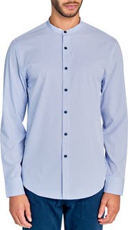 Brooklyn Brigade Slim Fit Micro Geo Recycled 4-Way Stretch Performance Long Sleeve Shirt