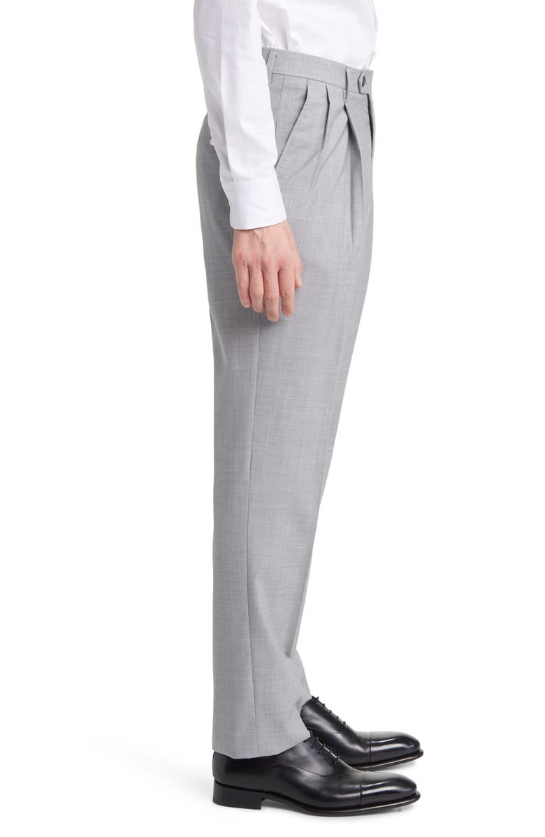 Berle Pleated Tropical Weight Wool Dress Pants, Alternate, color, Light Grey
