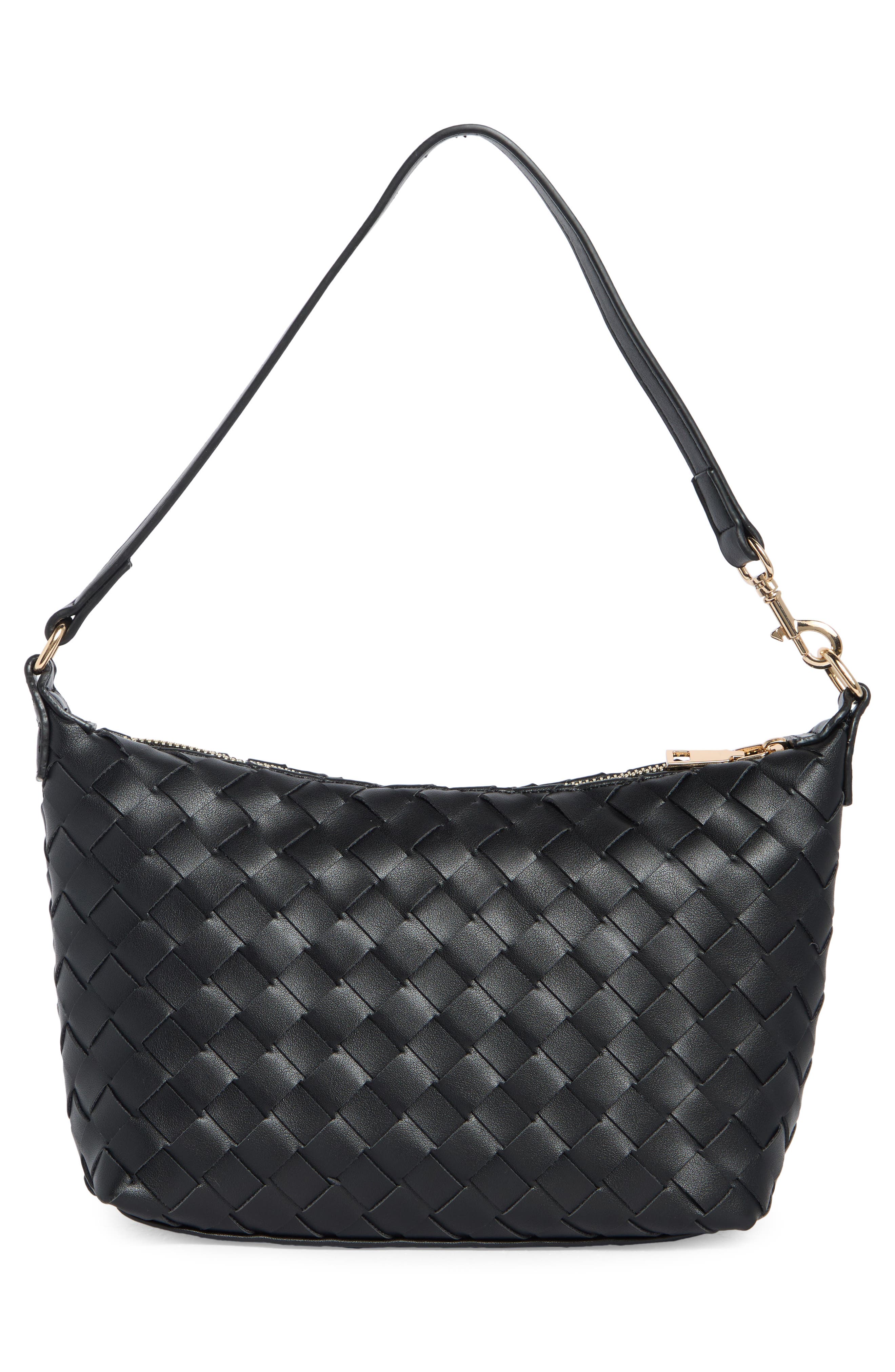 URBAN EXPRESSIONS HANDBAGS Faux Leather Woven Crossbody Bag, Alternate, color, Black