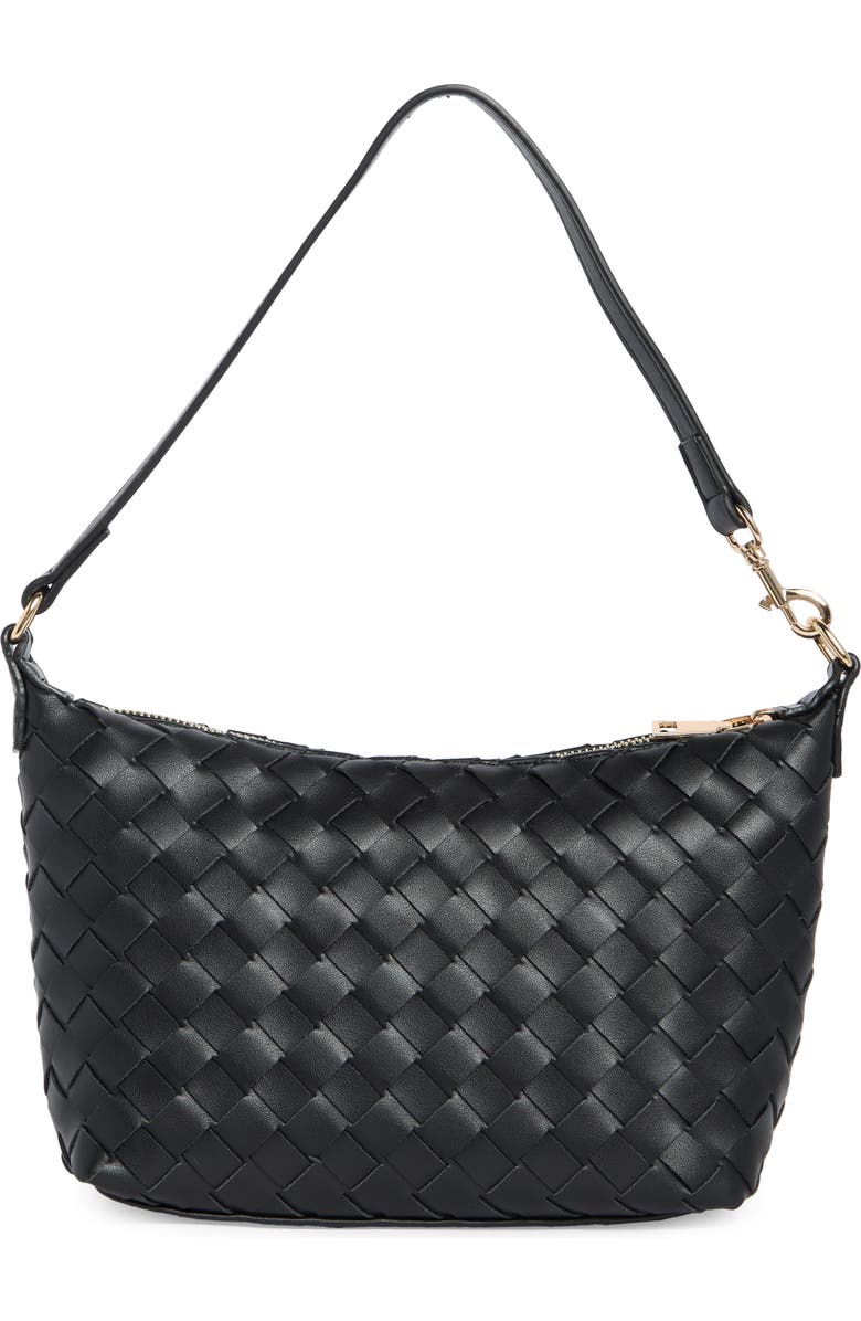 URBAN EXPRESSIONS HANDBAGS Faux Leather Woven Crossbody Bag, Alternate, color, Black