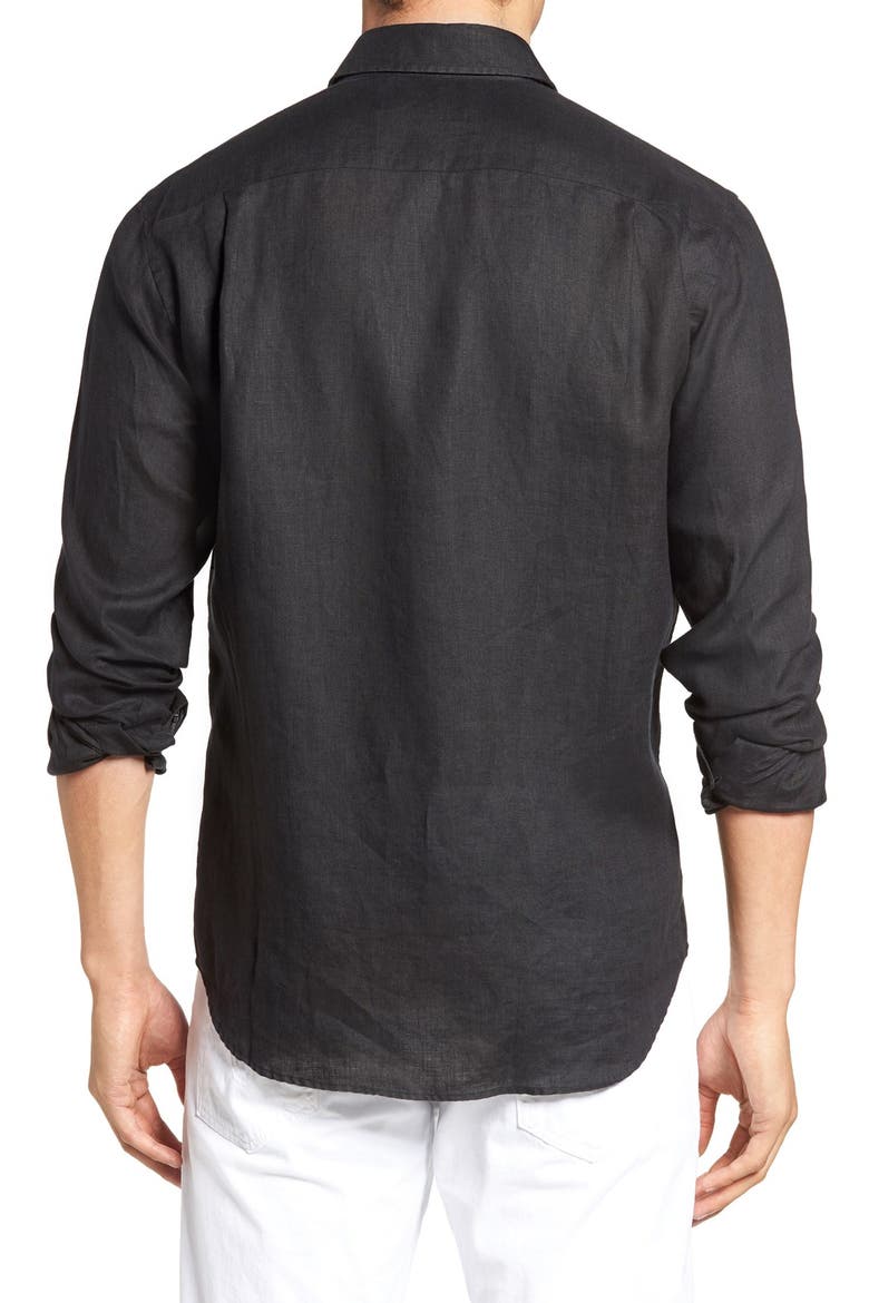 Men's Linen Solid Shirt, Alternate, color, BLACK