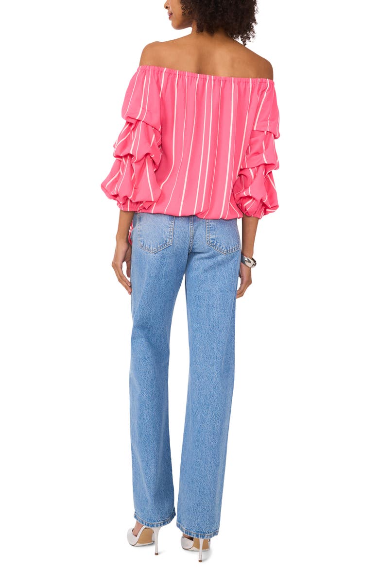 Off the Shoulder Stripe Blouse, Alternate, color, PINK BLISS