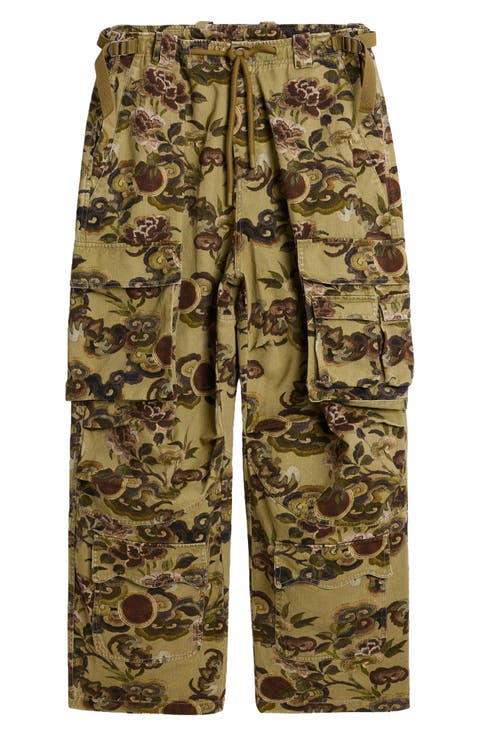 Floral Print Cargo Pants