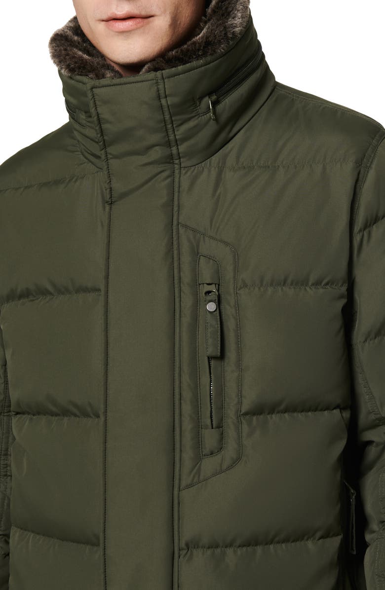 Marc New York Horizon Down & Feather Coat with Faux Fur Collar, Alternate, color, Military