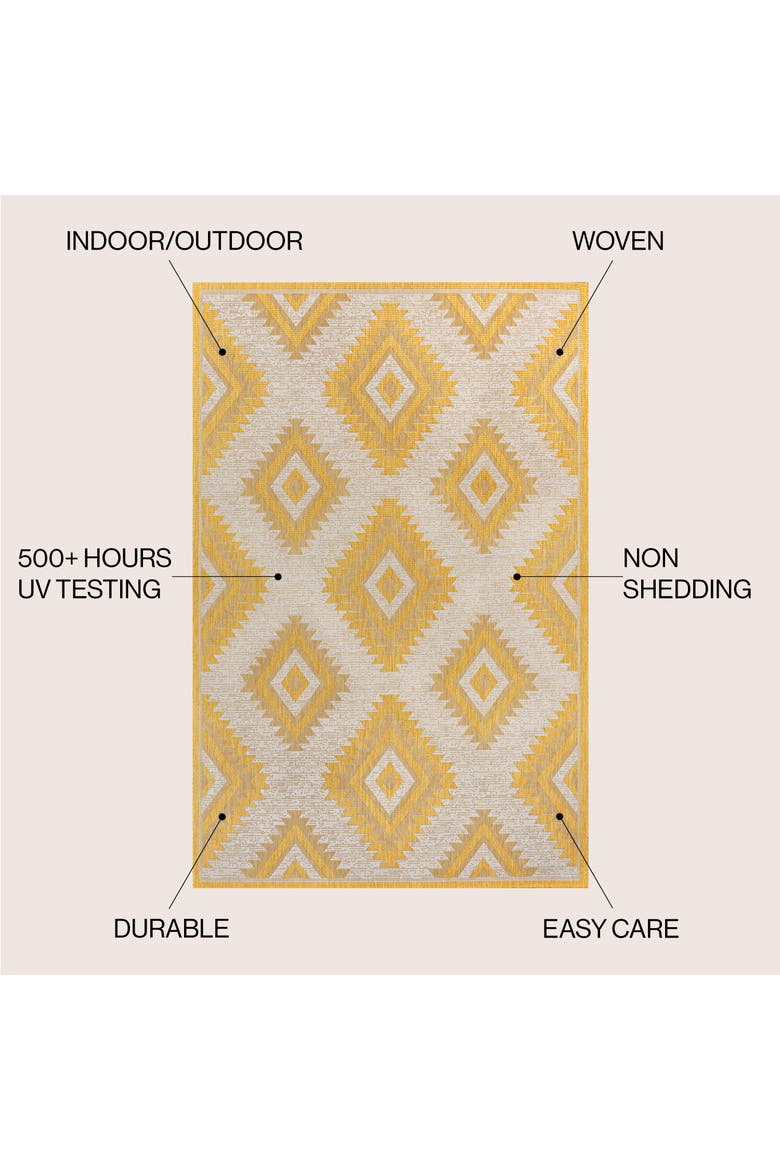 Lior Geometric Moroccan Diamond Indoor/Outdoor Area Rug, Alternate, color, Yellow/Cream