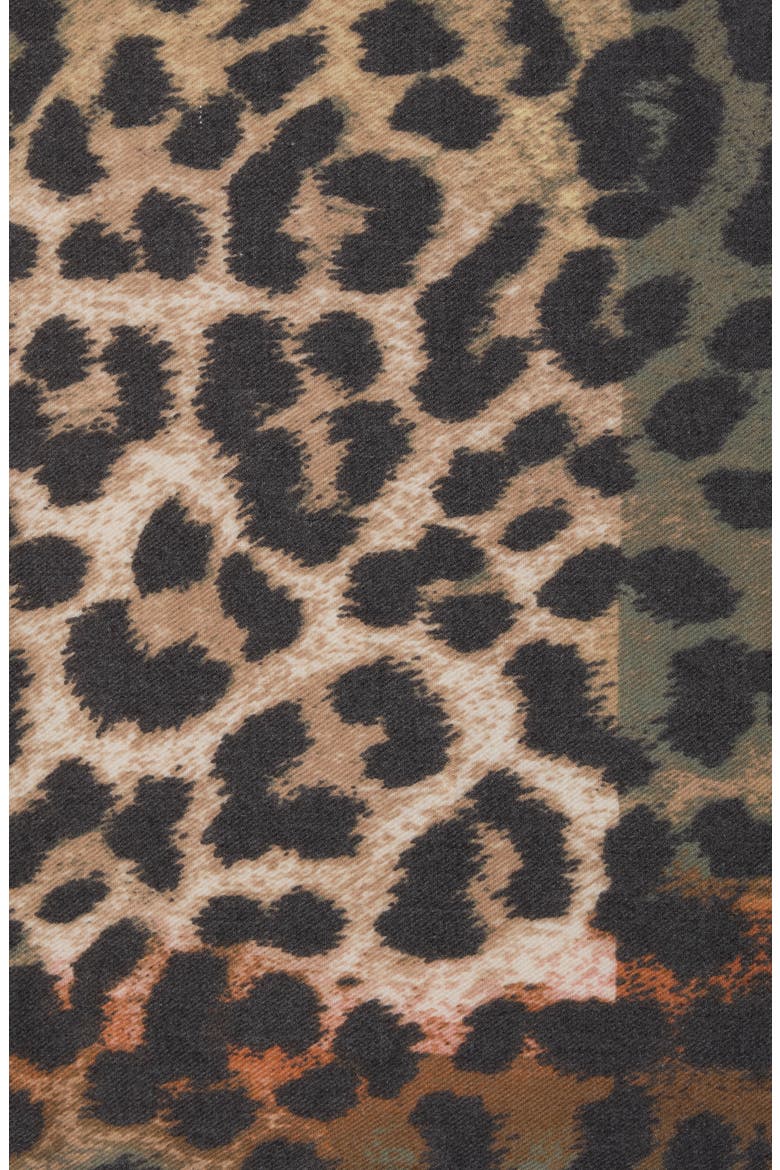 Brushstroke Leopard Scarf, Alternate, color, GREEN