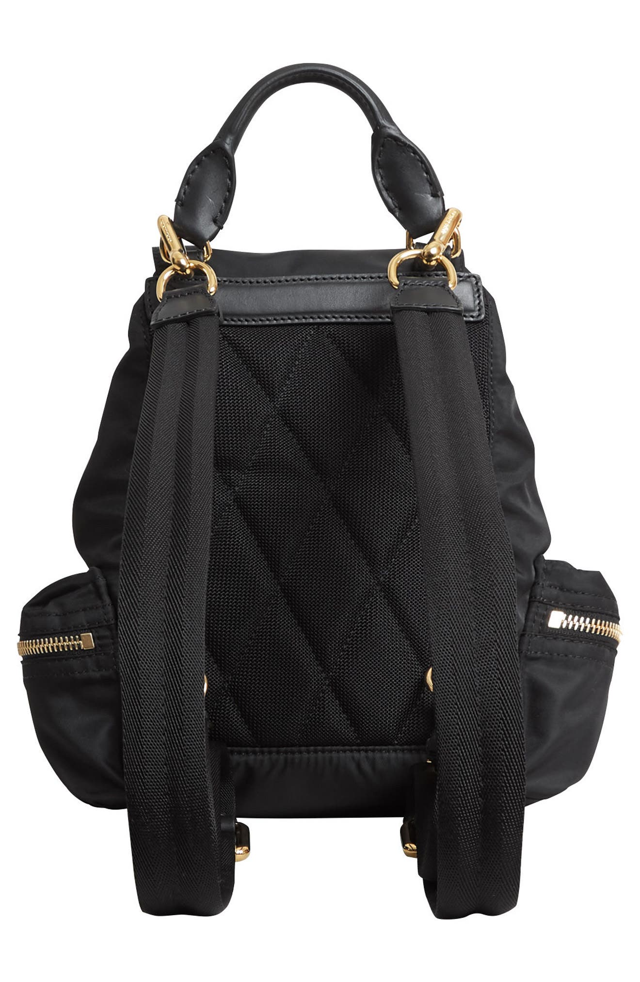 Burberry Small Rucksack Technical Nylon & Leather Backpack, Alternate, color, 