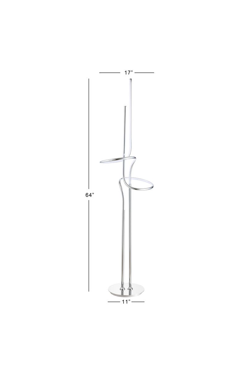 JONATHAN Y Sketch 64" Minimalist Dimmable Metal Integrated LED Floor Lamp, Alternate, color, Chrome