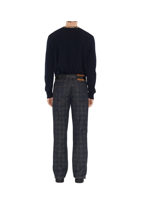 Burberry Crew Neck Knitwear With Distinctive Patterned Collar