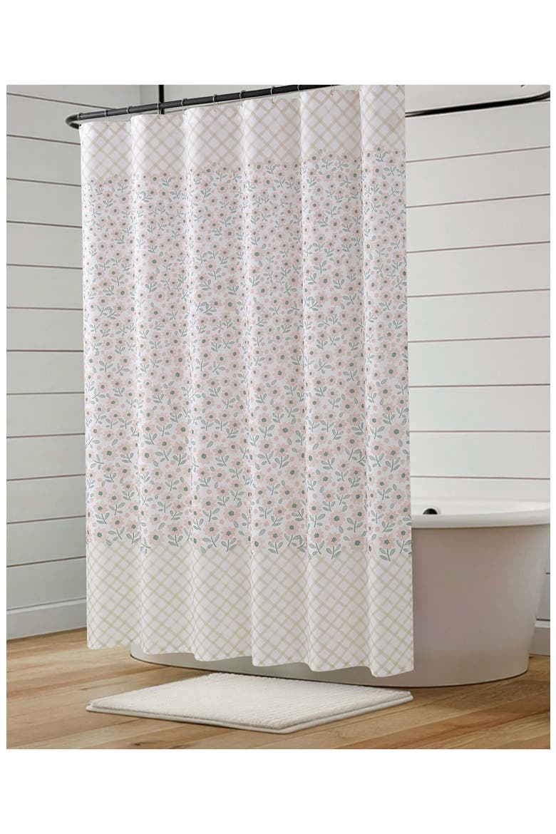 Floral Shower Curtain, Alternate, color, ZEXIE BORDER BLUSH