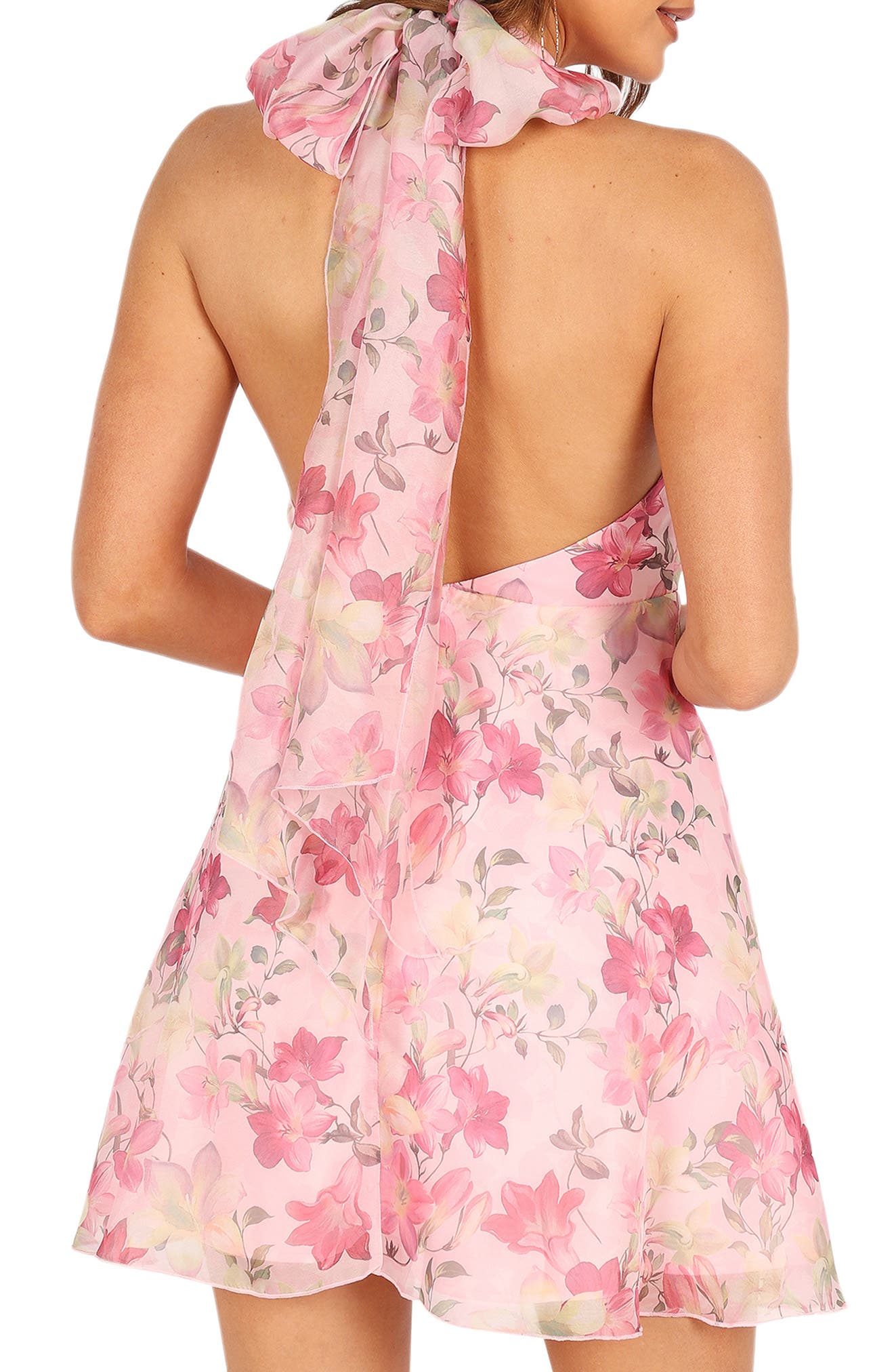 Floral halter neck ♡ pink Gardenia Floral Halter Minidress (Women) | Nordstrom