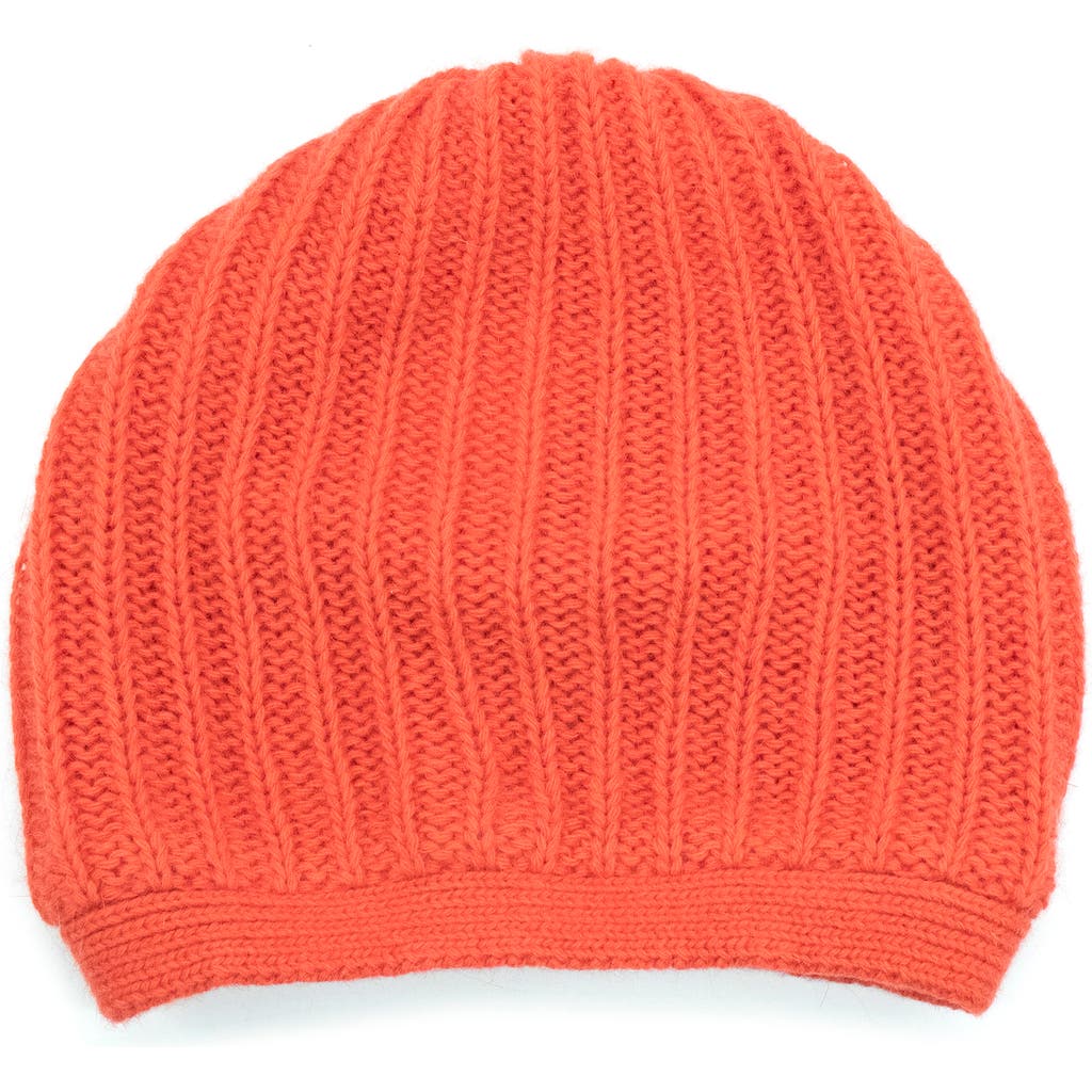 Portolano Rickrack Stitch Wool Blend Beanie In Orange
