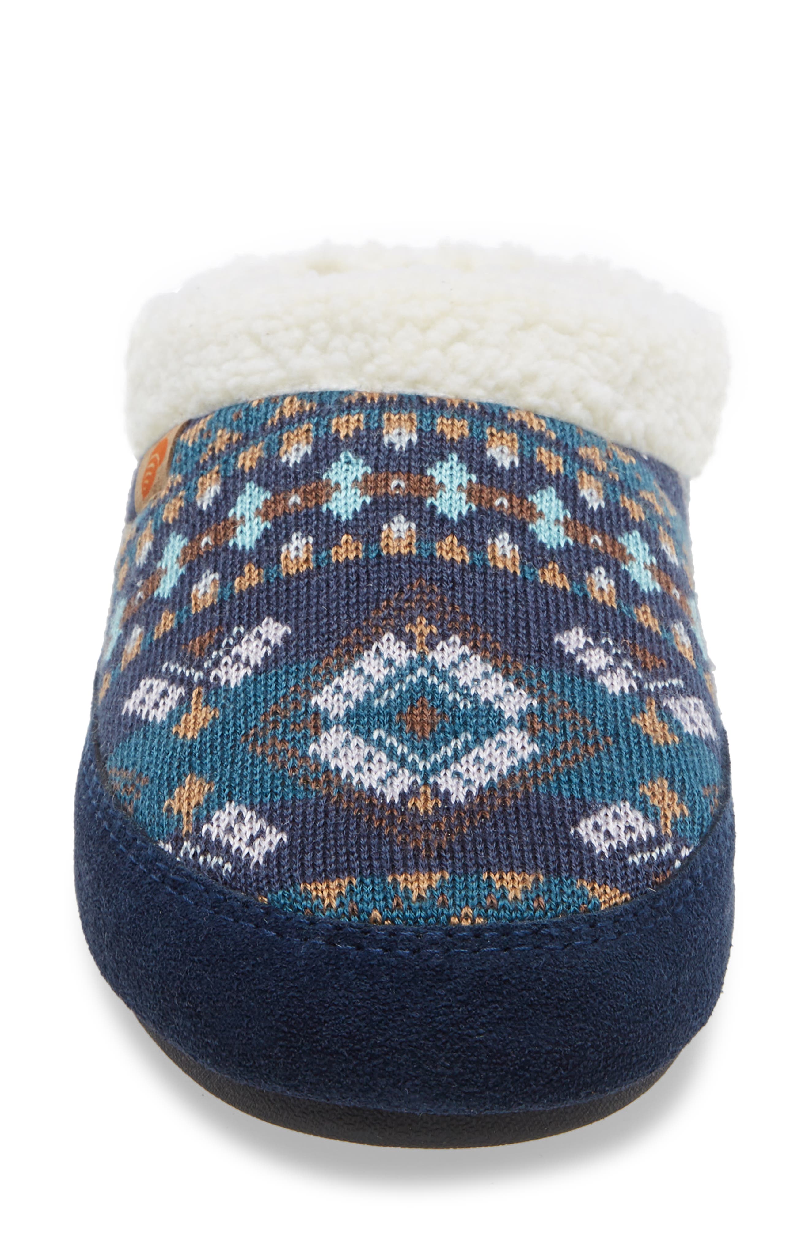 Fair Isle Hoodback Scuff Slipper, Alternate, color, BLUE MULTI