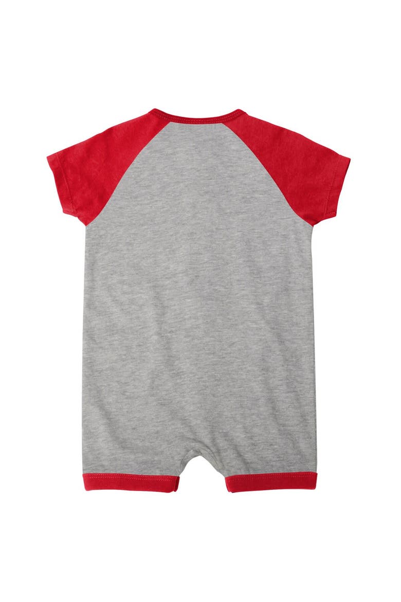 Newborn & Infant Heather Gray Los Angeles Angels Extra Base Hit Raglan Full-Snap Romper, Alternate, color, Heather Gray