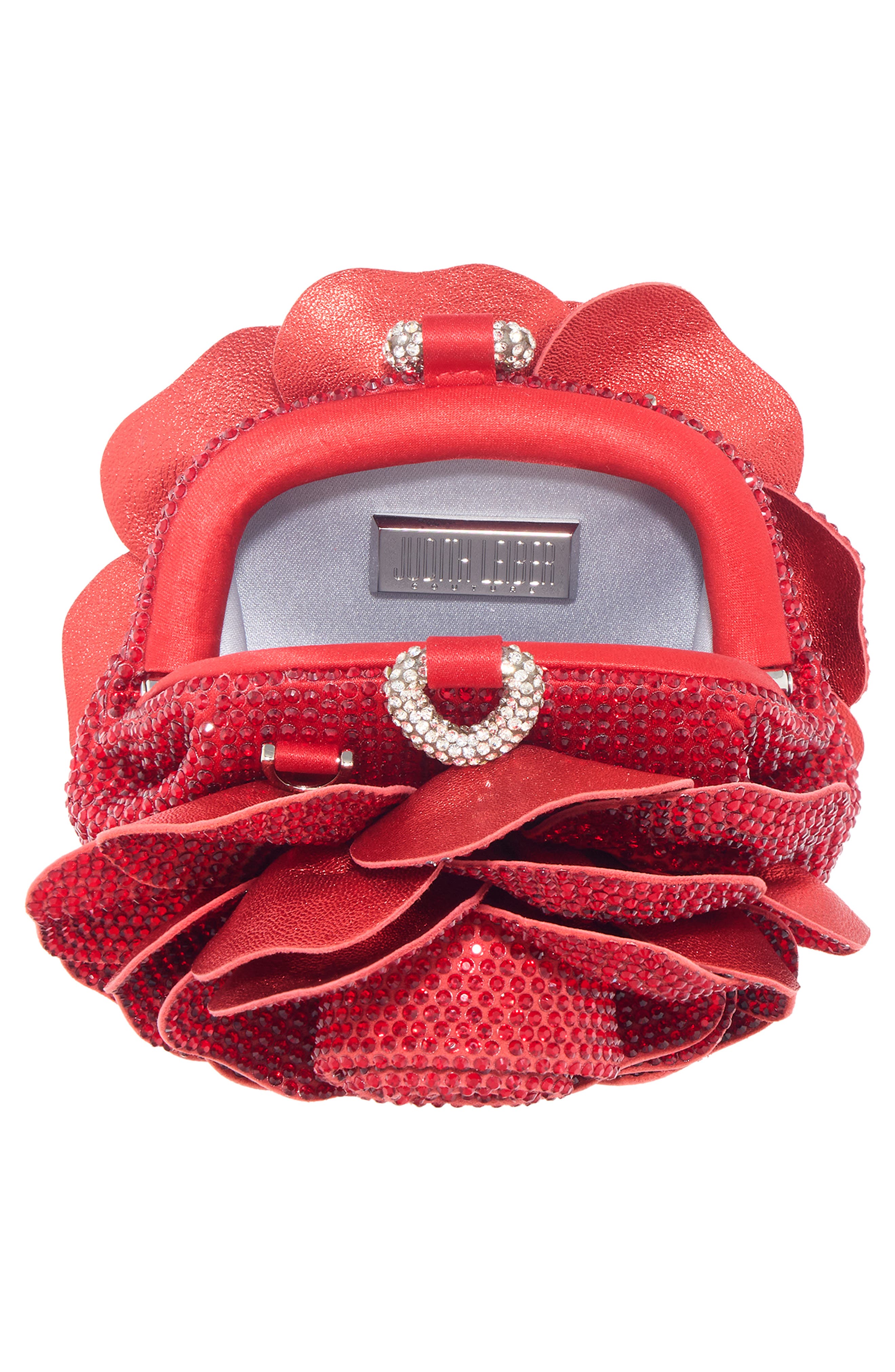 JUDITH LEIBER COUTURE Rose Crystal Clutch, Alternate, color, Silver Red