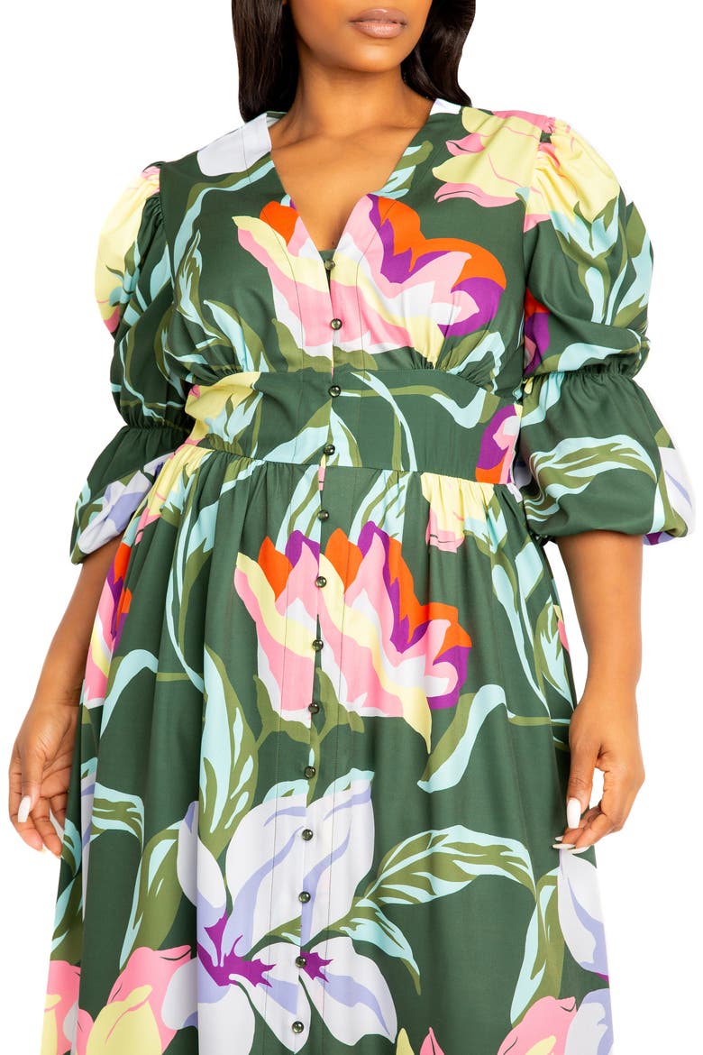 Floral Maxi Dress, Alternate, color, OLIVE MULTI