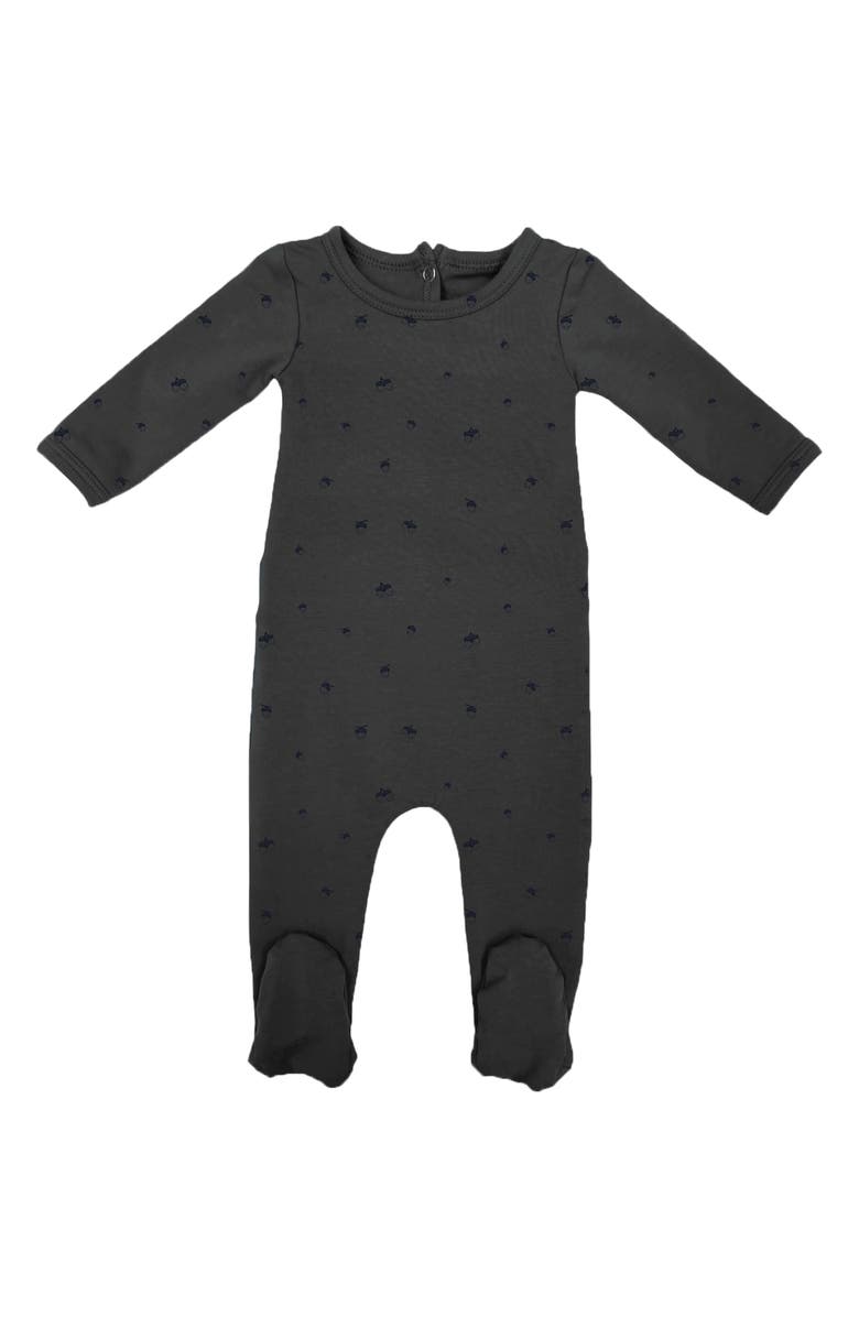 Manière Acorn Print Footie, Main, color, Charcoal