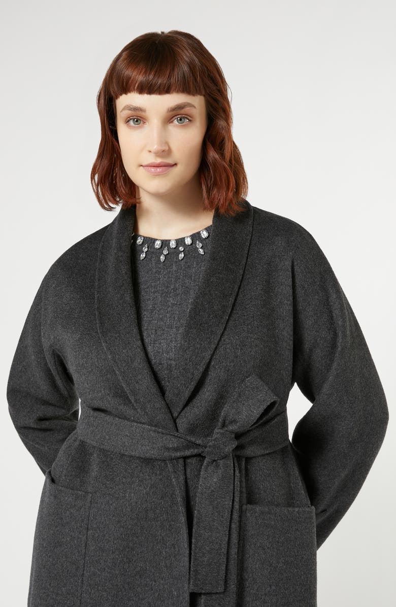 Marina Rinaldi Bondeno Tie Belt Double Face Virgin Wool Coat, Alternate, color, 