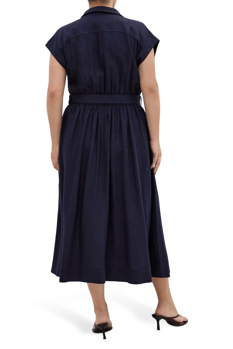 Liliyana Cap Sleeve Belted Dress, Alternate, color, NAVY