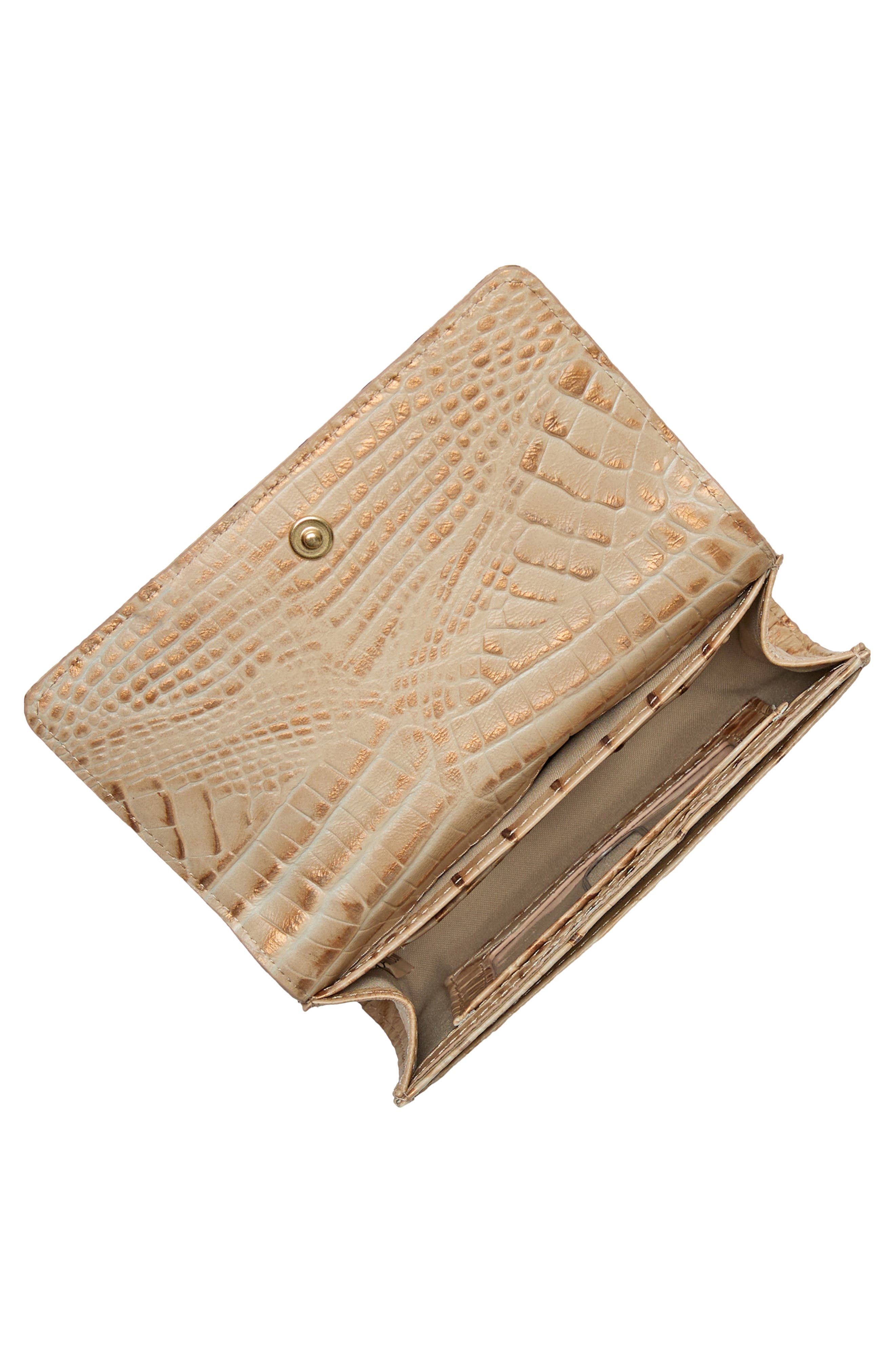 Kerra Croc Embossed Leather Wallet, Alternate, color, SANDSTORM