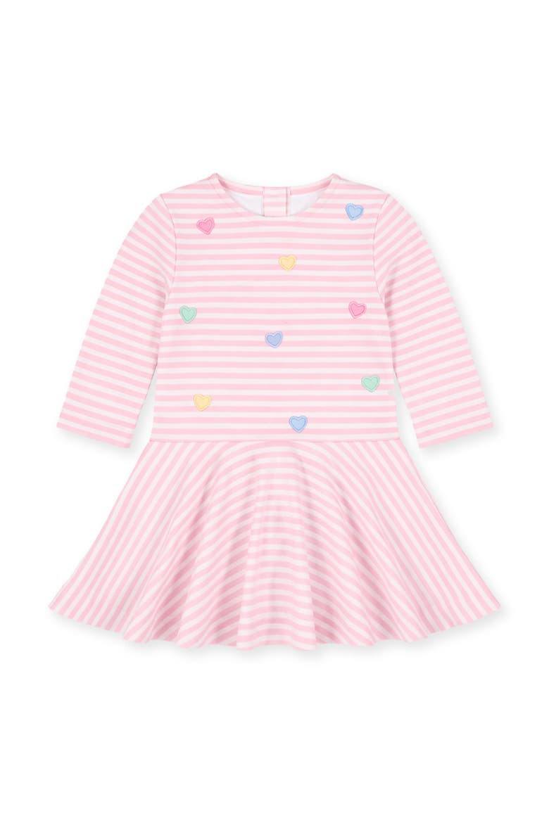Stripe Knit Dress with Hearts, Main, color, Pink & White Stripe