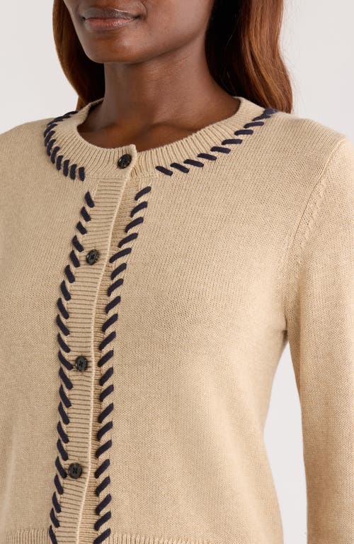 Rails Norah Contrast Detail Cotton Blend Cardigan In Brown
