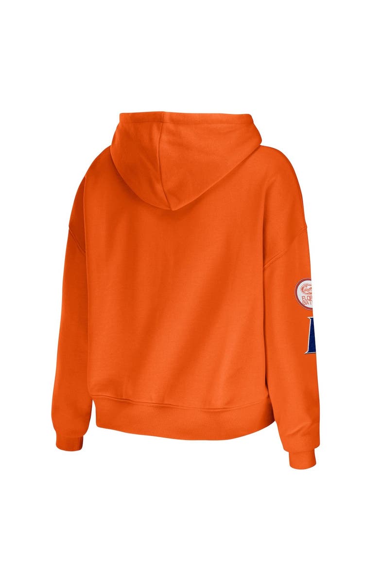 WEAR by Erin Andrews Women's WEAR by Erin Andrews Orange Florida Gators Mixed Media Cropped Pullover Hoodie, Alternate, color, Orange