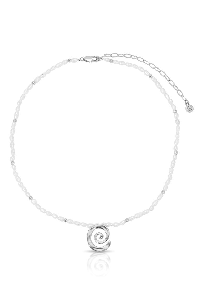 Aura Swirl Pendant Freshwater Pearl Necklace, Main, color, SILVER