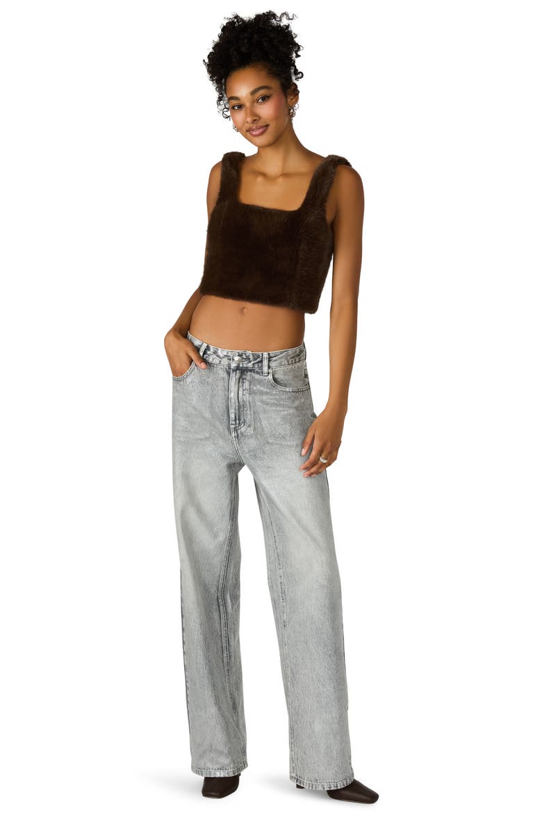 Hannia Faux Fur Crop Tank, Alternate, color, DARK ESPRESSO