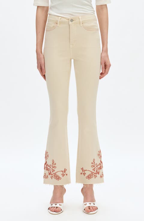 Embroidered High Waist Bootcut Jeans