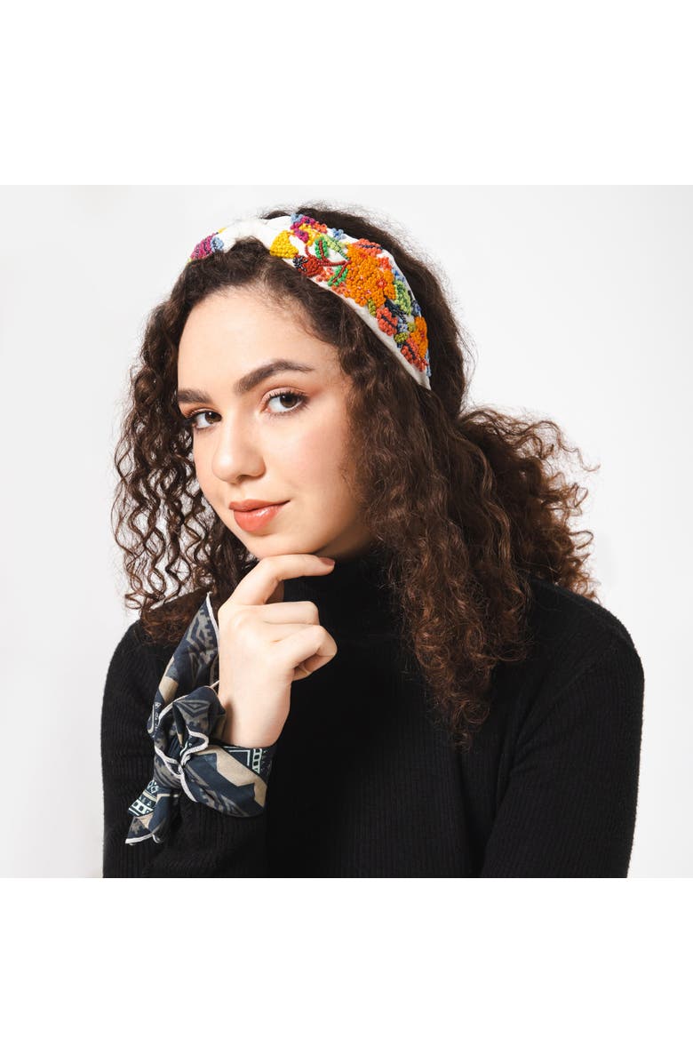 Vismaya Liberty Floral Embroidered Headband, Alternate, color, Peal
