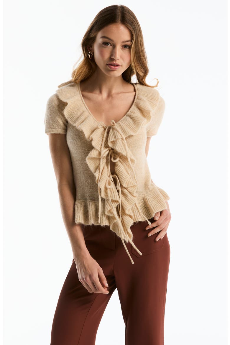 Ruffle Peplum Sweater, Alternate, color, SWAN HEATHER