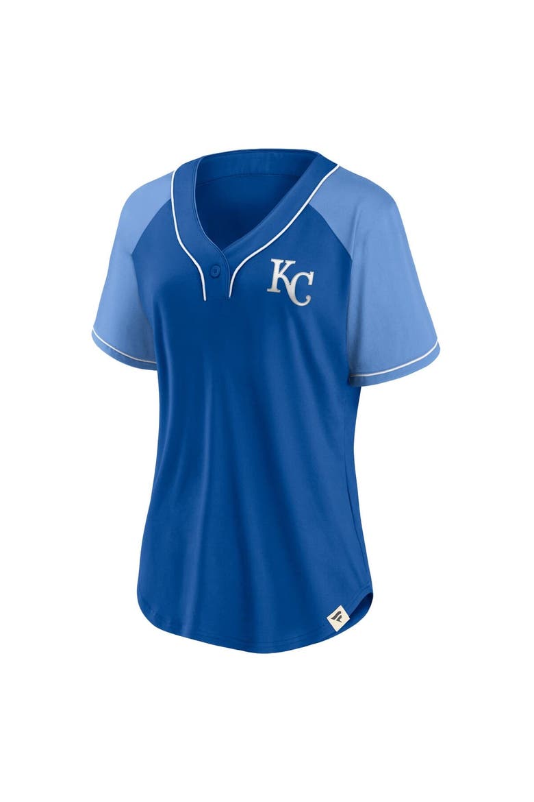 Women's Fanatics Branded Royal Kansas City Royals Bunt Raglan V-Neck T-Shirt, Alternate, color, Royal